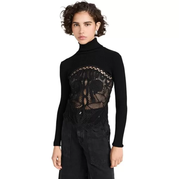 Sea Womens Liesel Embroidery Long Sleeve Combo TopBlack