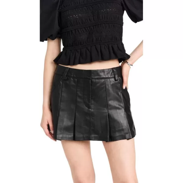 Sea Womens Lilia Leather Mini Pleated SkirtBlack