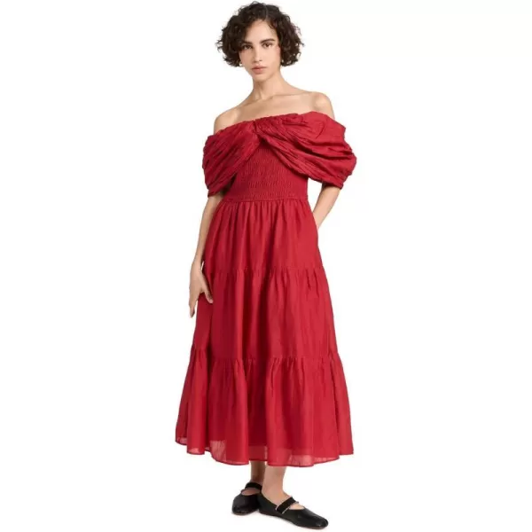 Sea Womens Loren Solid Cambric Off Shoulder DressRuby