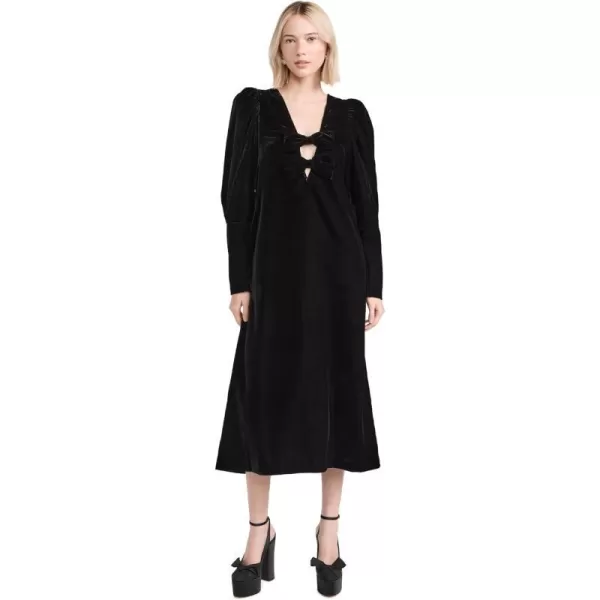 Sea Womens Paloma Velvet Long Sleeve DressBlack