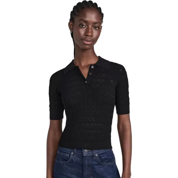 Sea Womens Rue Fine Gauge Knit Polo SweaterBlack