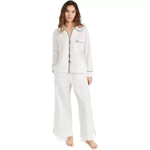 Sea Womens Vesta Binding Sleepwear Pajama SetWhite