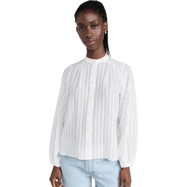 Shoshanna Womens Cameron Cotton Stripe Burnout TopOptic White