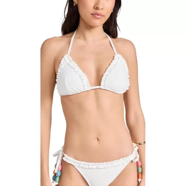 Shoshanna Womens Ruffle Triangle Bikini TopOptic White