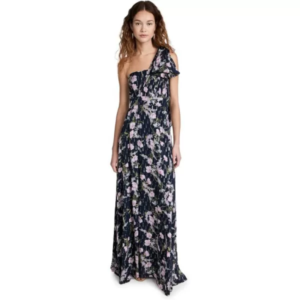 Shoshanna Womens Shosanna Caprina OneShoulder Printed Floral Maxi DressNavyLavender Multi