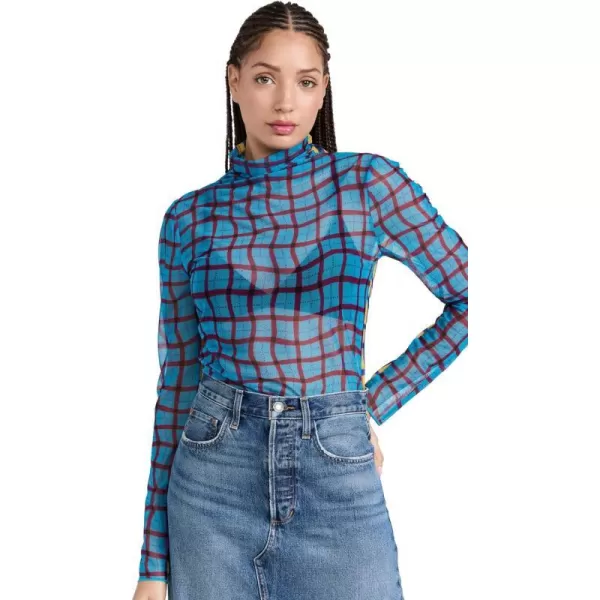 Simon Miller Womens Combo Wendel TopBlue PlaidYellow Plaid