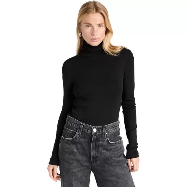 Splendid 1x1 Rib Long Sleeve Turtleneck ShirtBlack