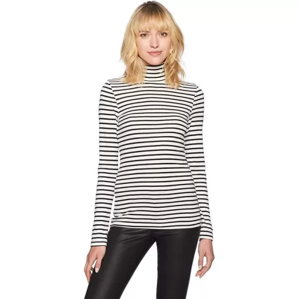 Splendid 1x1 Rib Long Sleeve Turtleneck ShirtOffwhite