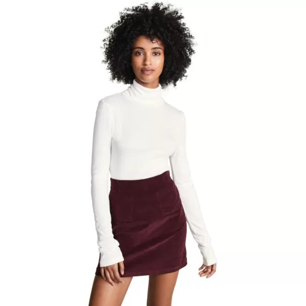 Splendid 1x1 Rib Long Sleeve Turtleneck ShirtWhite