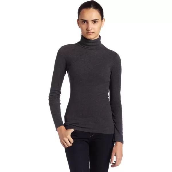 Splendid 1x1 Rib Long Sleeve Turtleneck Tee TShirtCharcoal