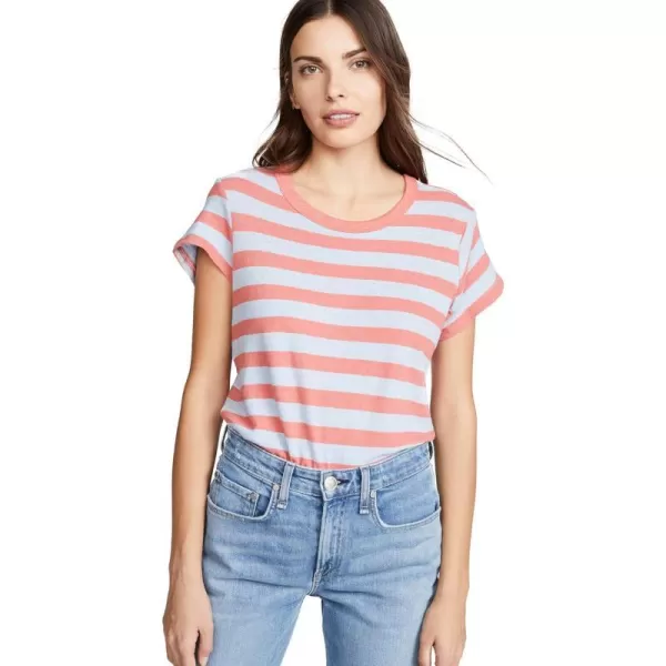 Splendid Womens Crewneck Short Sleeve Tee TShirtSky Carmine Stripe