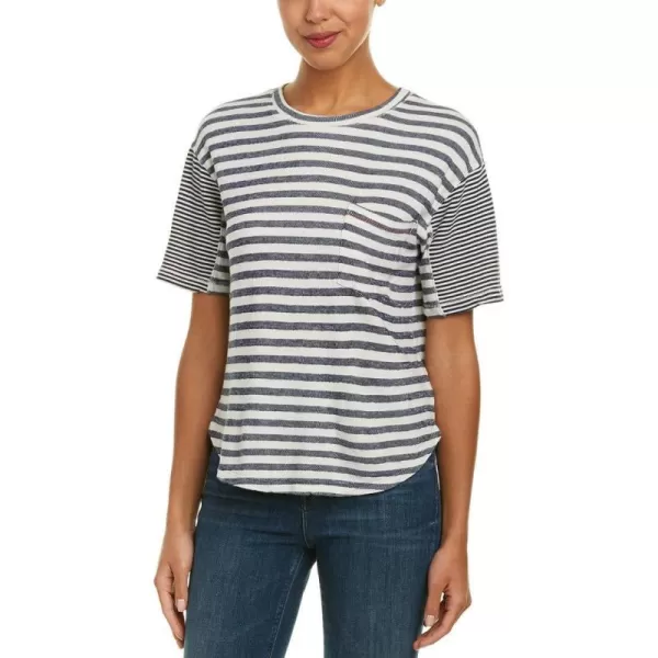 Splendid Womens Crewneck Short Sleeve Tee TShirtStripe Navy