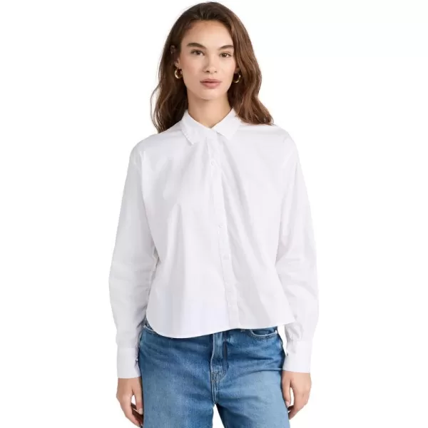 Splendid Womens Cropped Poplin Button Down ShirtWhite