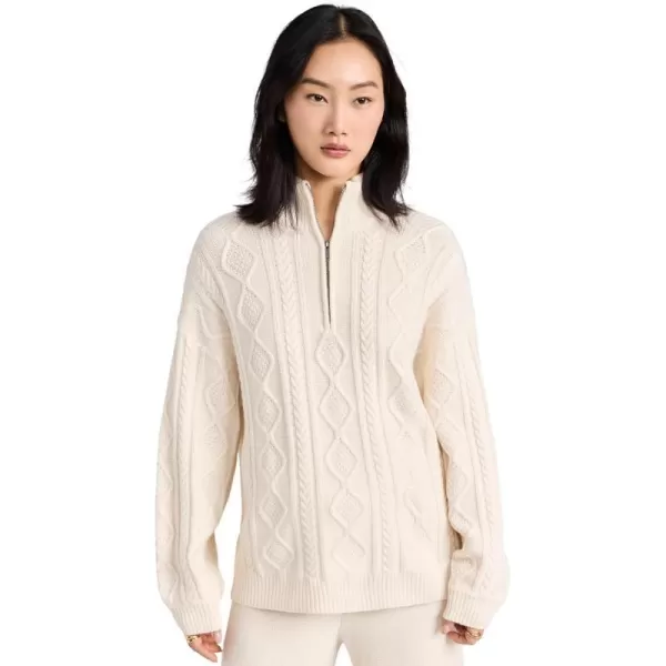 Splendid Womens Dakota Cable Half Zip SweaterWhite Sand