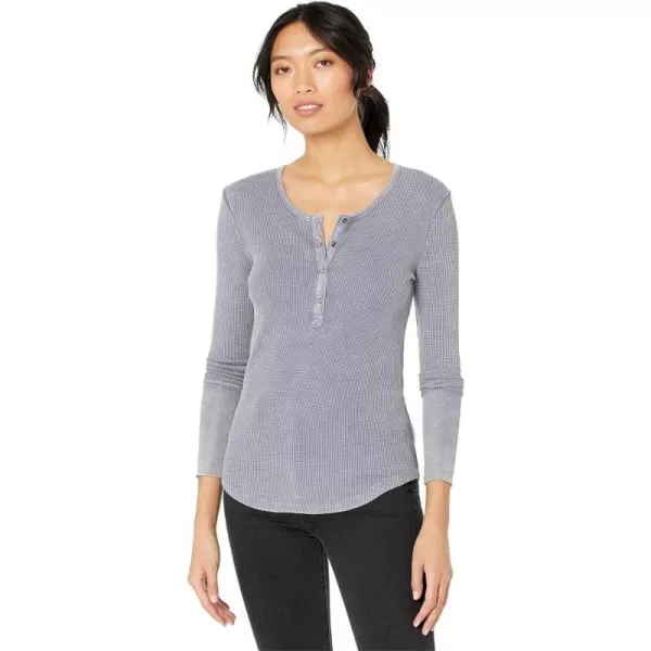 Splendid Womens Long Sleeve Thermal Henley ShirtAsh Navy