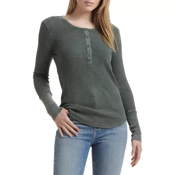 Splendid Womens Long Sleeve Thermal Henley ShirtDark Pine