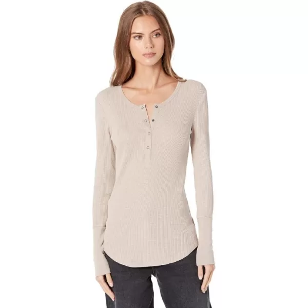 Splendid Womens Long Sleeve Thermal Henley ShirtLatte