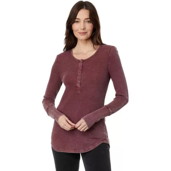 Splendid Womens Long Sleeve Thermal Henley ShirtWine