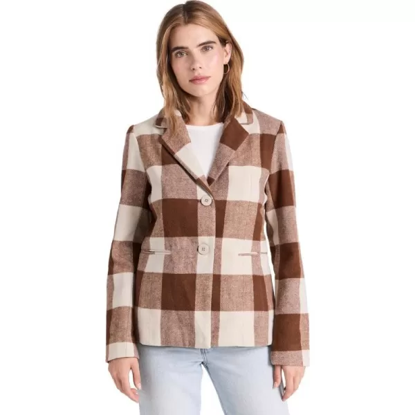 Splendid Womens Ricki Plaid BlazerCognac Plaid