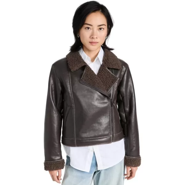 Splendid Womens Romy Faux Leather JacketChocolate