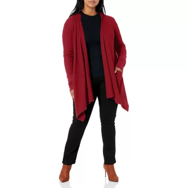 Splendid Womens Thermal Wrap Hooded CardiganCranberry