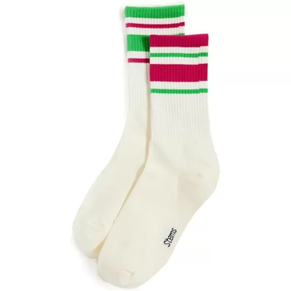 Stems Womens Mix Matched Striped SocksIvory amp Hot Pink