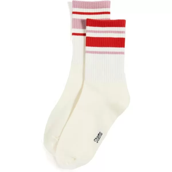 Stems Womens Mix Matched Striped SocksIvory amp Red