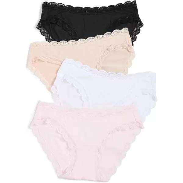 Stripe  Stare Womens Essentials Mix Knicker Box Sand Knicker Knicker Four PackBlackSandWhitePale Pink