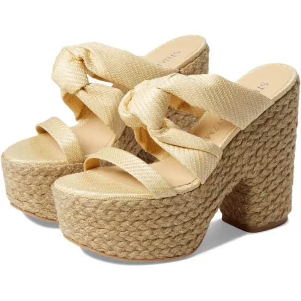 Stuart Weitzman Womens 145mm Playa So High Knot Platform SlidesWheatNatural