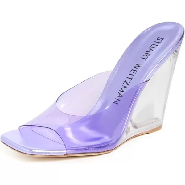 Stuart Weitzman Womens Tia 100mm Lucite Wedge SandalsWisteriaAster