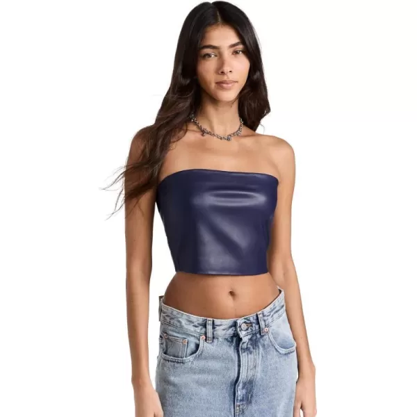 Susana Monaco Womens Faux Leather Crop Tube TopThunder