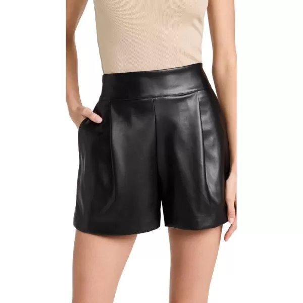 Susana Monaco Womens Faux Leather Pleated ShortsBlack