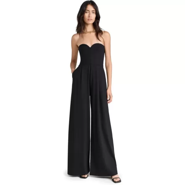 Susana Monaco Womens Pleated Pocket Sweetheart Jumpsuit 32Black