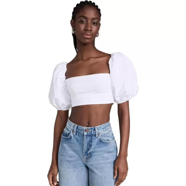 Susana Monaco Womens Poplin Puff Sleeve Crop TopSugar