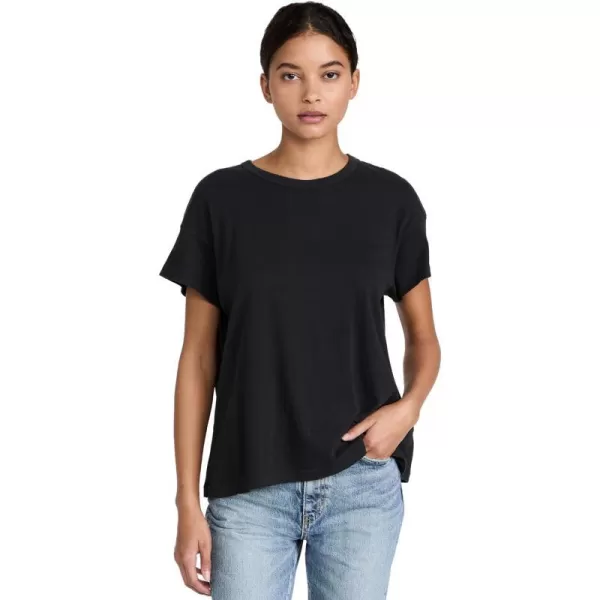 THE GREAT Womens The Boxy Crew TeeAlmost Black