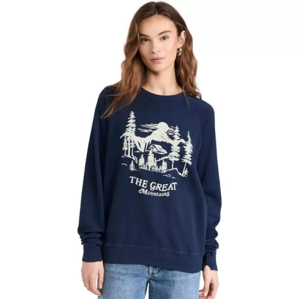 THE GREAT Womens The College Sweatshirt with Snowdrift GraphicTrue Navy