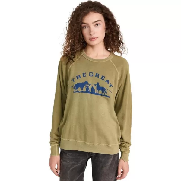 THE GREAT Womens The College SweatshirtWashed Fir Green