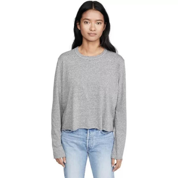 THE GREAT Womens The Long Sleeve Crop TeeHeather Grey