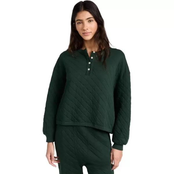 THE GREAT Womens The Quilted Henley Sleep SweatshirtPine