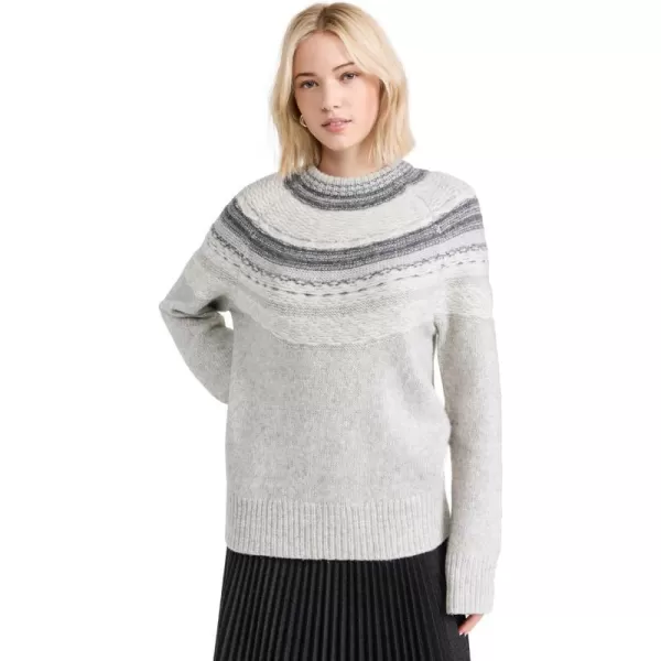 Theory Womens Fair Isle PulloverLight Grey Melange Multi