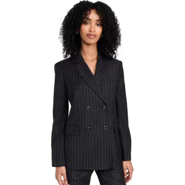 Theory Womens Pinstripe Slim DoubleBreasted JacketCharcoal Multi