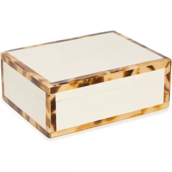 Tizo Design Womens White Bone Resin with Faux Horn Border Box White Bone One SizeWhite Bone