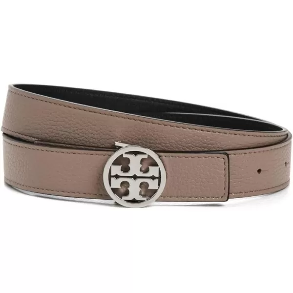 Tory Burch Womens 1 Reversible Logo BeltGray HeronBlackSilver