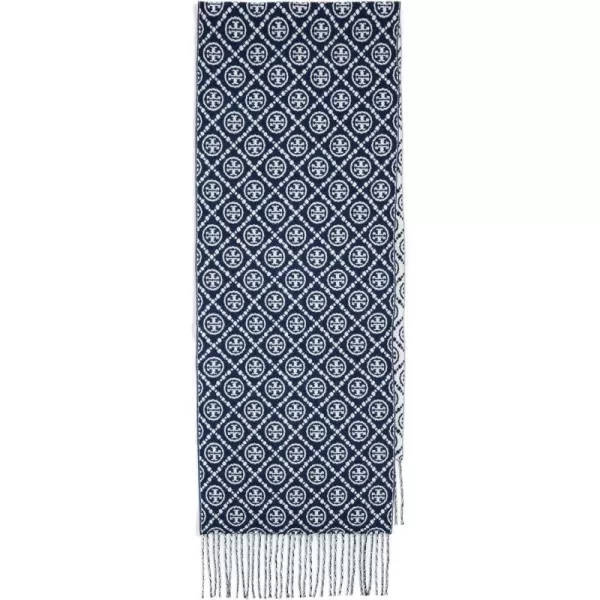 Tory Burch Womens Classic Large Monogram Oblong ScarfClassic L Monogram Navy