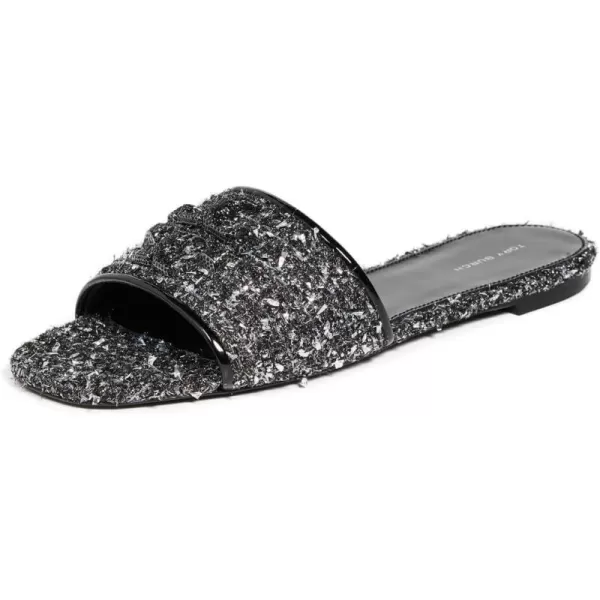 Tory Burch Womens Eleanor Pave SlidesSilver ConfettiPerfect Black