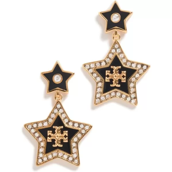 Tory Burch Womens Falling Star EarringsTory GoldBlackCrystal