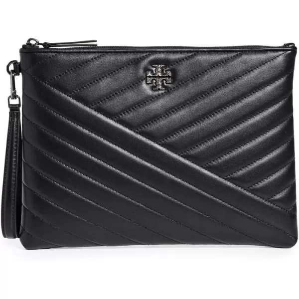 Tory Burch Womens Kira Chevron Pave Logo Pouch Black One SizeBlack