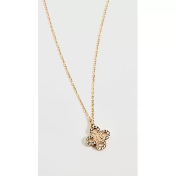 Tory Burch Womens Kira Clover Pave Pendant NecklaceTory Burch Womens Kira Clover Pave Pendant Necklace