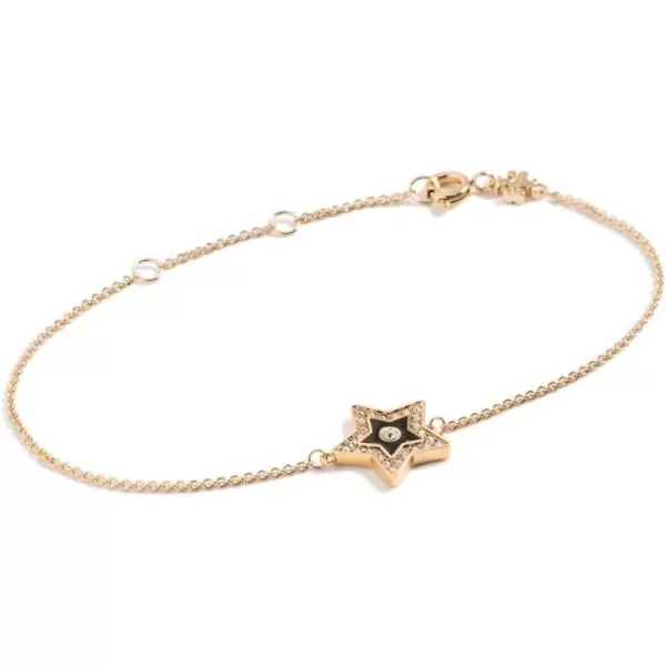 Tory Burch Womens Kira Enamel Star Chain BraceletTory GoldBlackCrystal