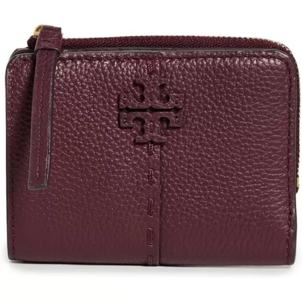 Tory Burch Womens McGraw Textured BiFold Wallet Wine Red One SizeWine